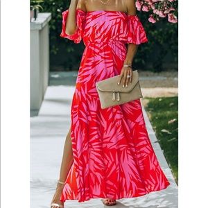 NWOT Tropical Off the Shoulder Maxi Dress